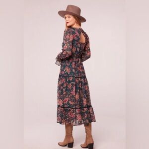 NWT Cowgirl Boho Cottagecore Prairie Pine Paisley Empire Waist MIDI Dress Size S